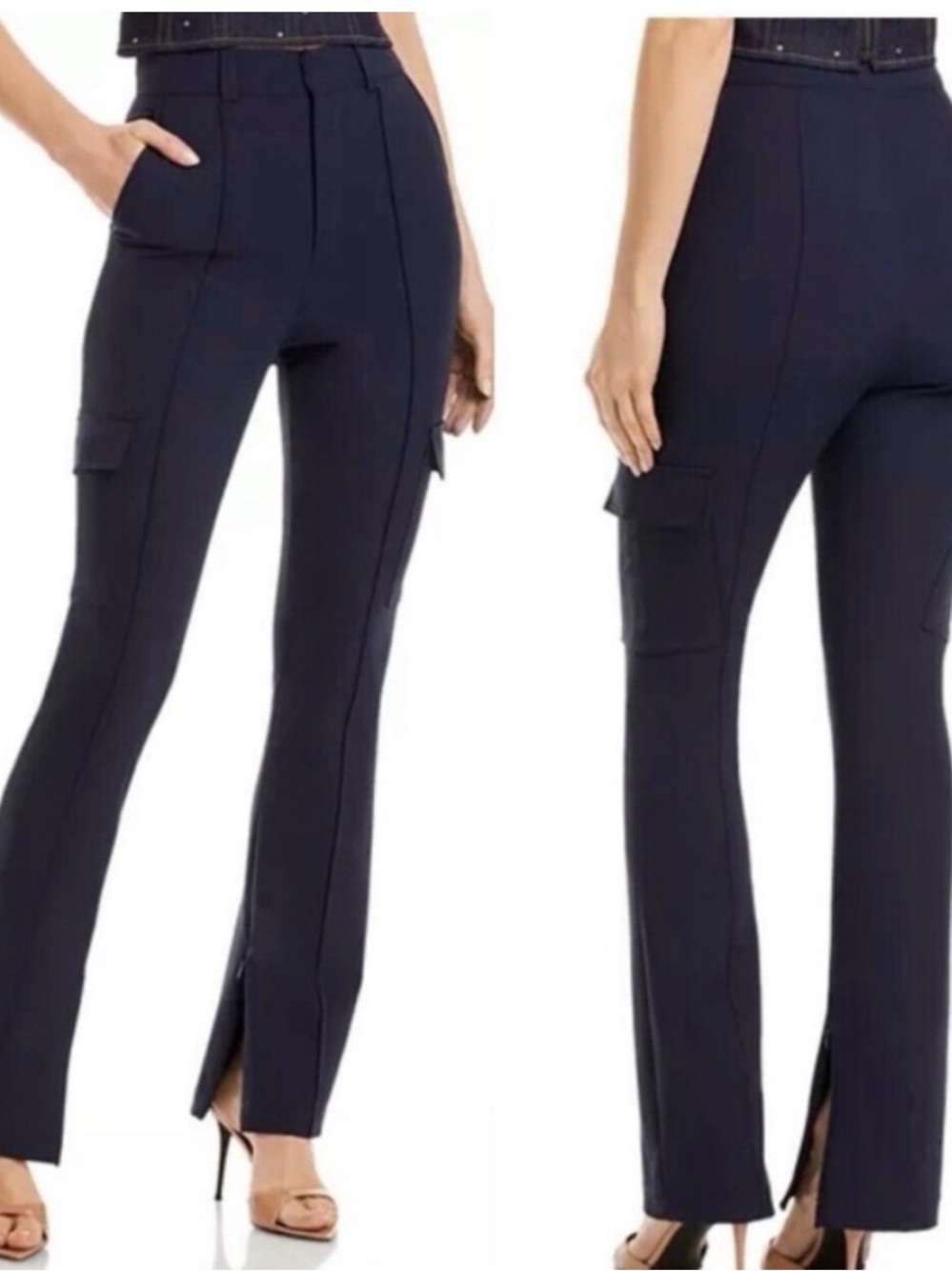 CINQ A SEPT Norah Navy High-Waist Cargo Pants size 2